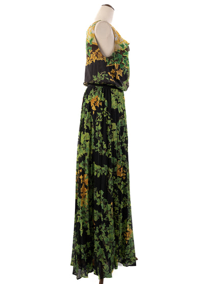 Excellent Class Roberto Cavalli Nature-Inspired Silk Dress Size M