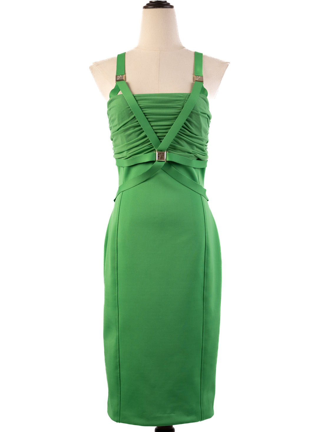 Excellent Versace Green Midi Dress M Polyester Sleeveless Women