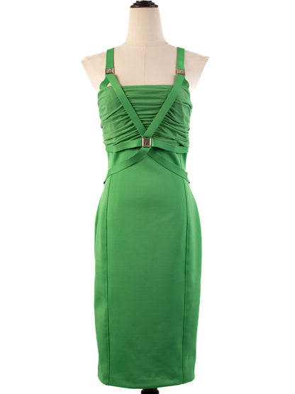 Excellent Versace Green Midi Dress M Polyester Sleeveless Women
