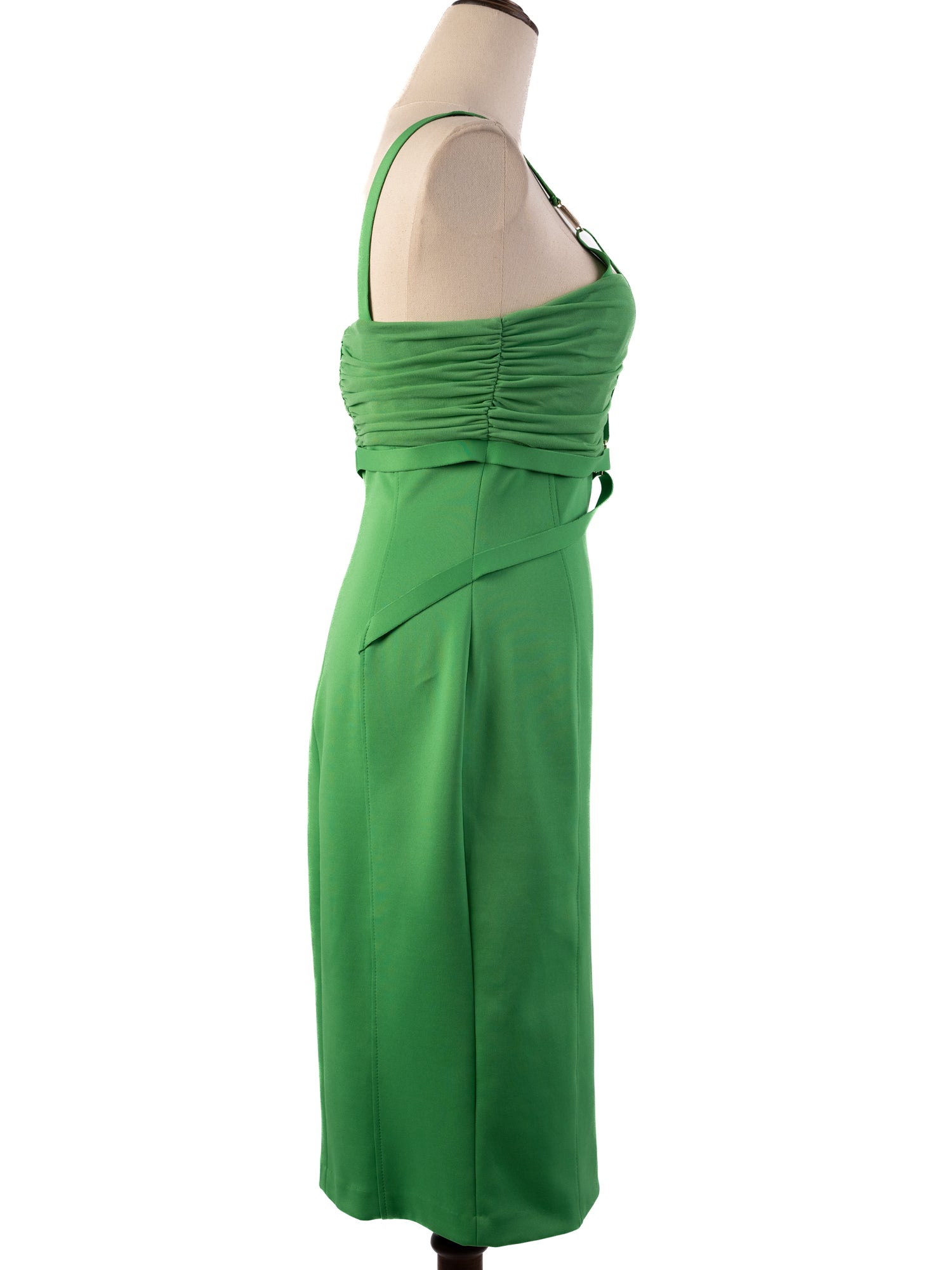 Excellent Versace Green Midi Dress M Polyester Sleeveless Women