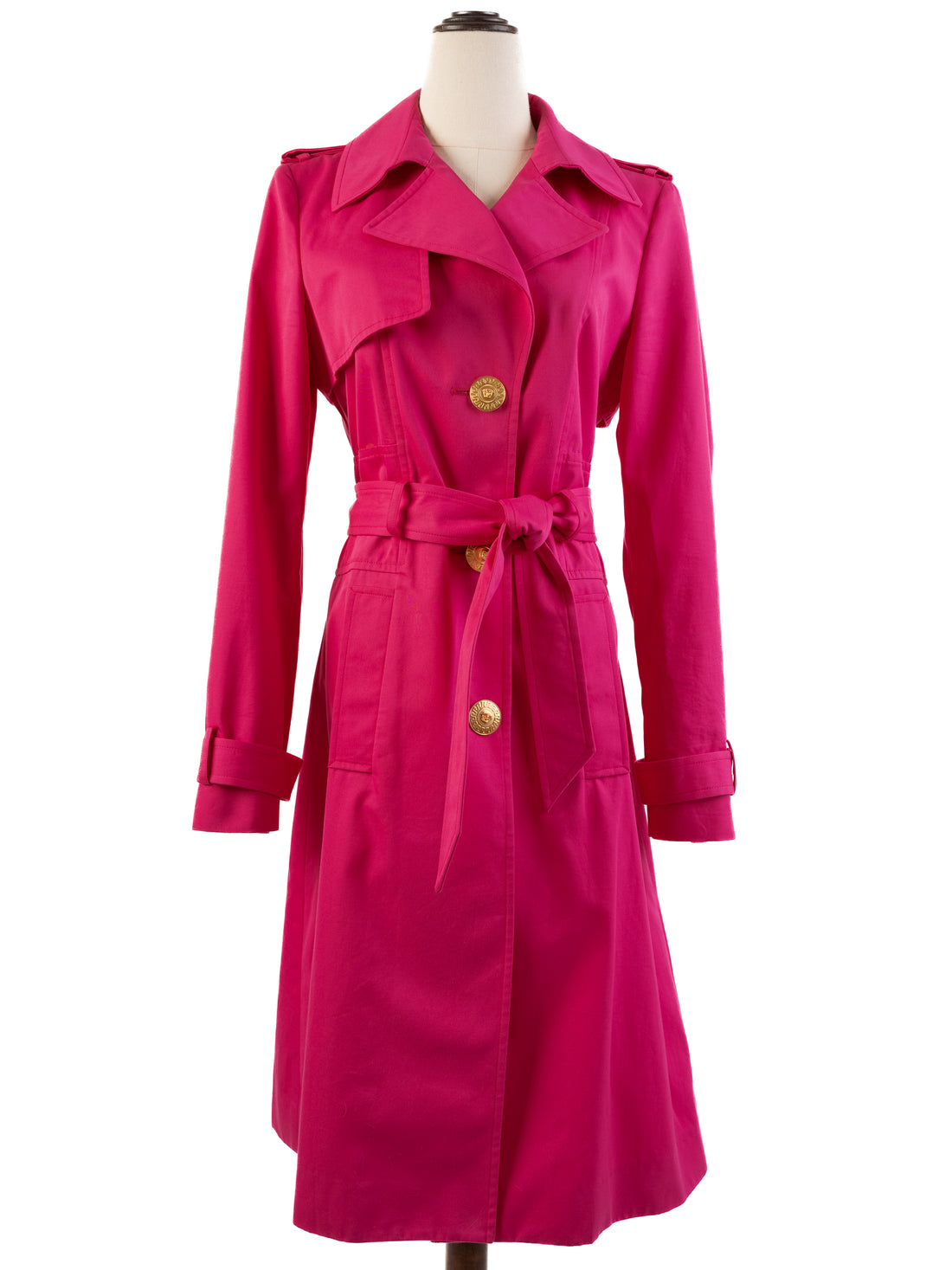 Excellent Versace Pink Trench Coat Women Size M Viscose