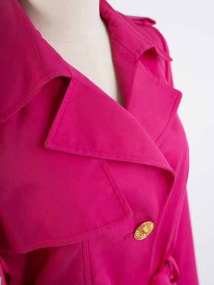 Excellent Versace Pink Trench Coat Women Size M Viscose