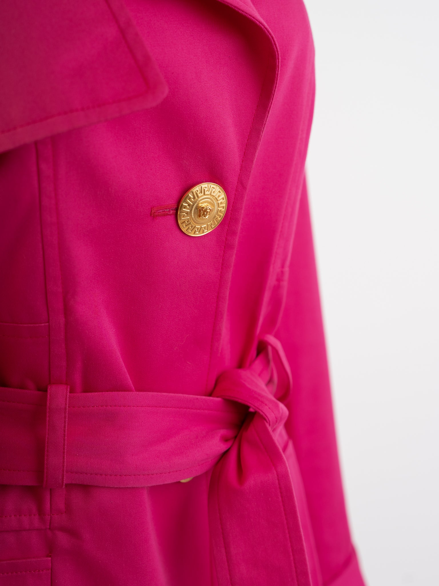 Excellent Versace Pink Trench Coat Women Size M Viscose