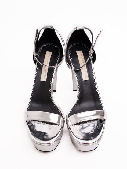 Average Stella McCartney Gray Lacquer High-Heeled Platform Shoes Size 38