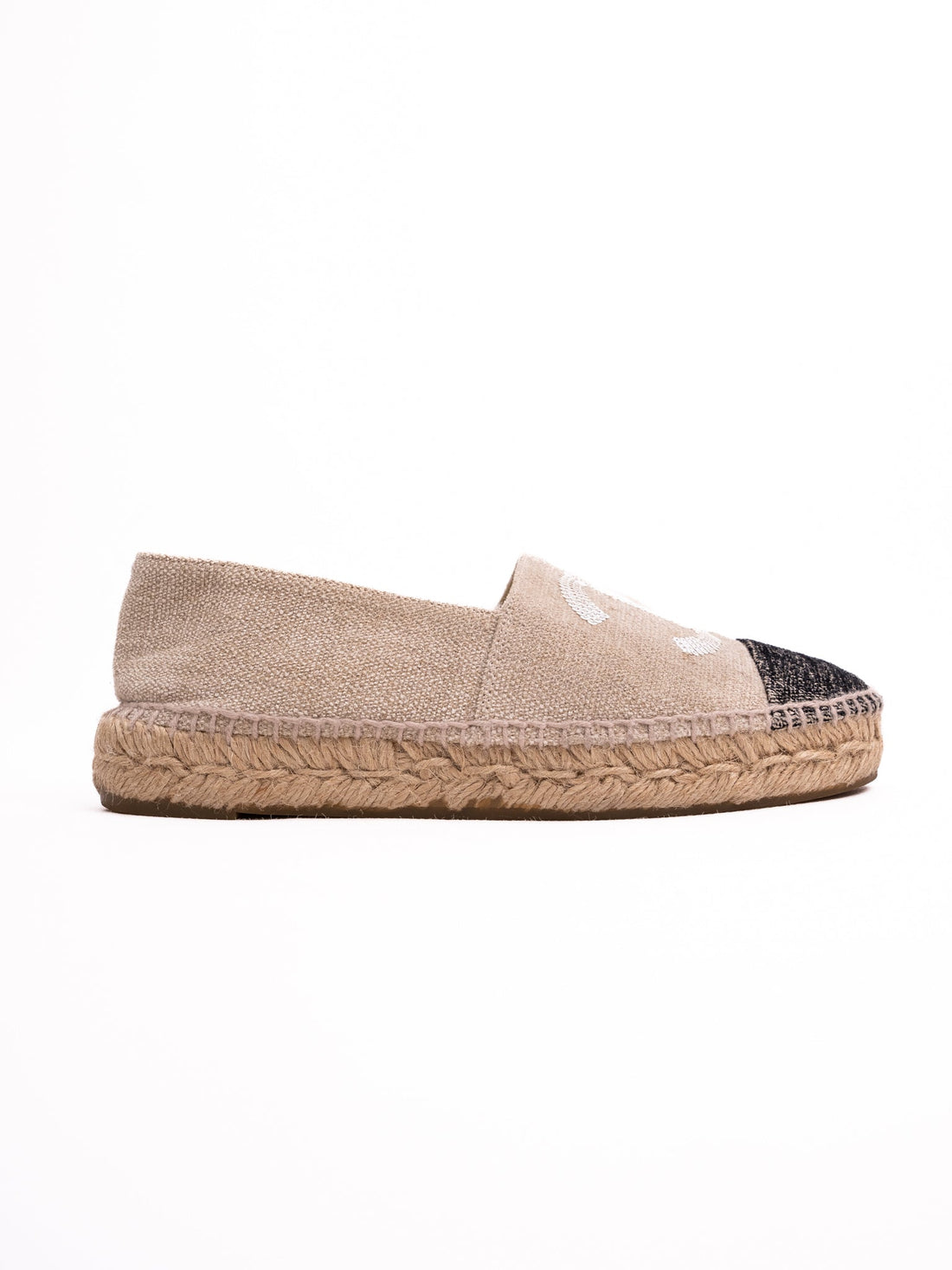 Excellent Chanel White Wool Espadrilles Size 36 with Jute Sole