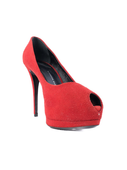 Excellent Giuseppe Zanotti Red Leather High-Heeled Shoes Size 37