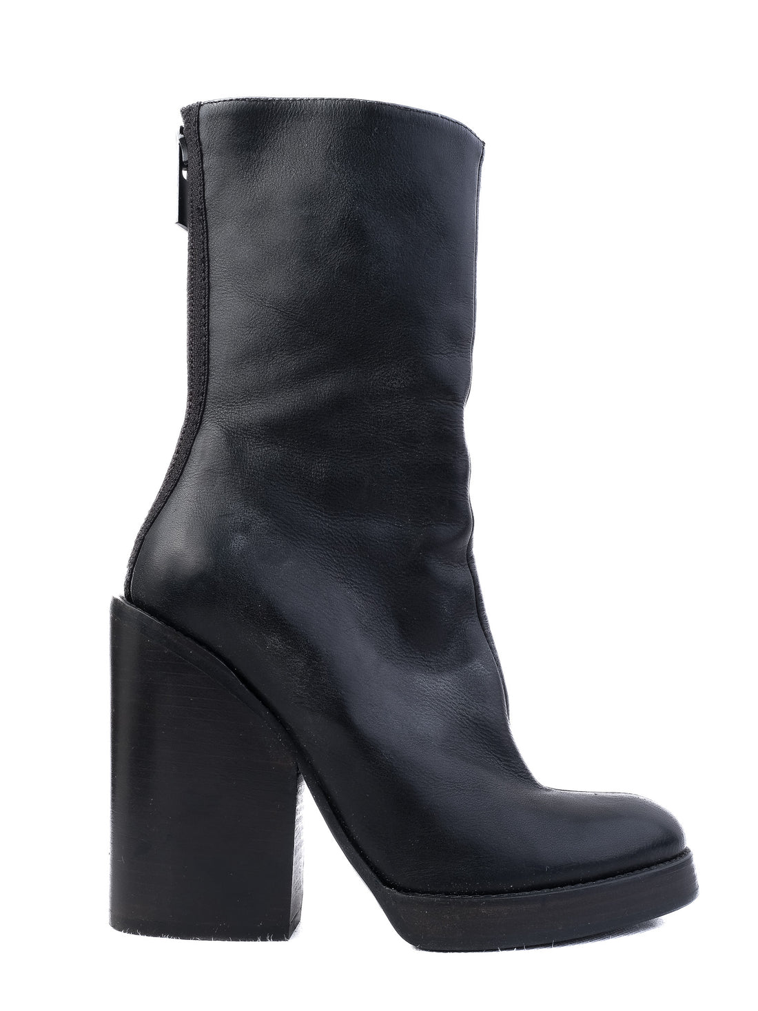 Excellent Haider Ackermann Black Leather Ankle Boots High Heel