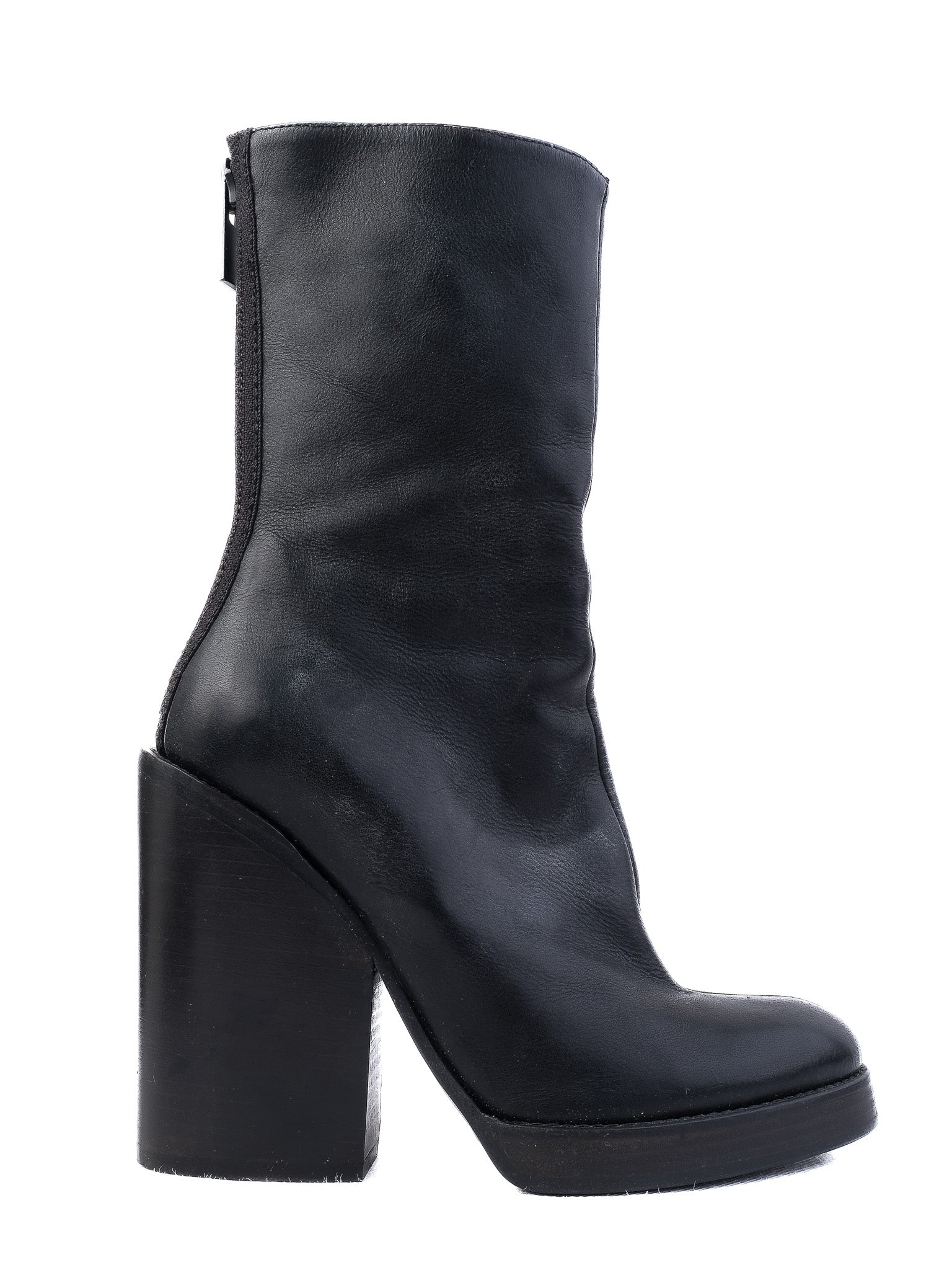 Excellent Haider Ackermann Black Leather Ankle Boots High Heel