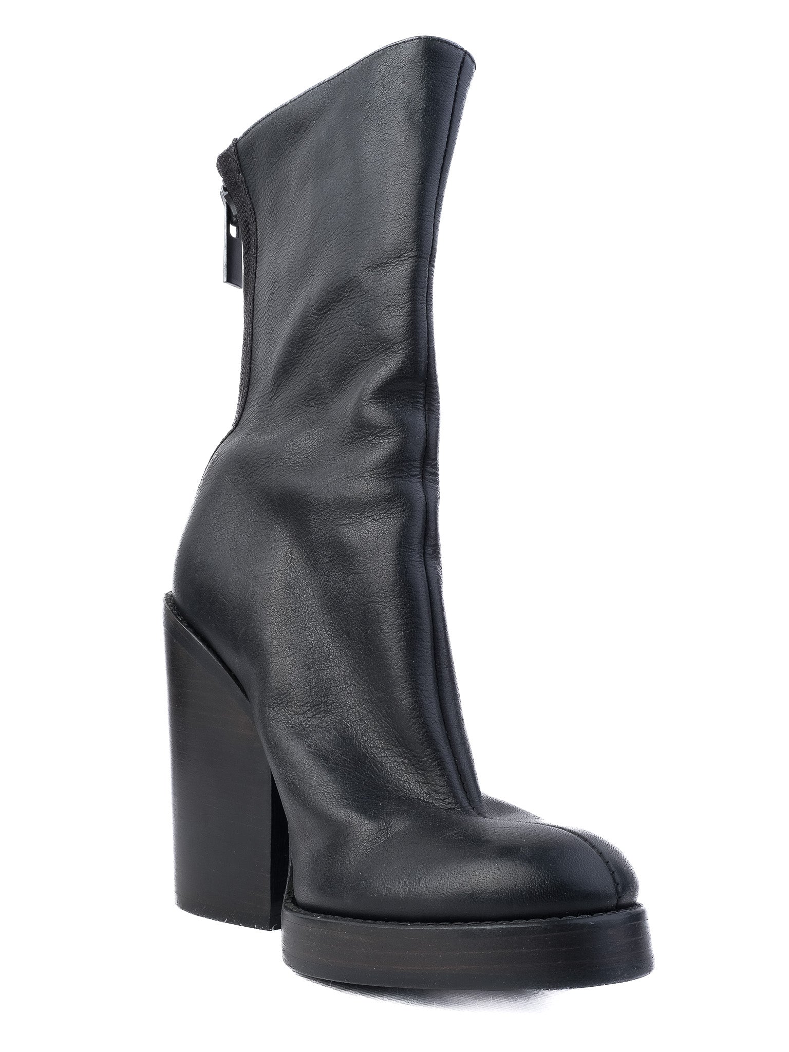 Excellent Haider Ackermann Black Leather Ankle Boots High Heel
