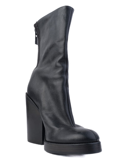 Excellent Haider Ackermann Black Leather Ankle Boots High Heel
