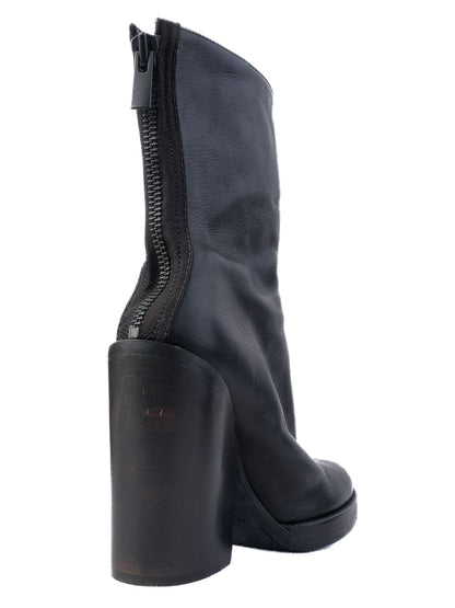 Excellent Haider Ackermann Black Leather Ankle Boots High Heel