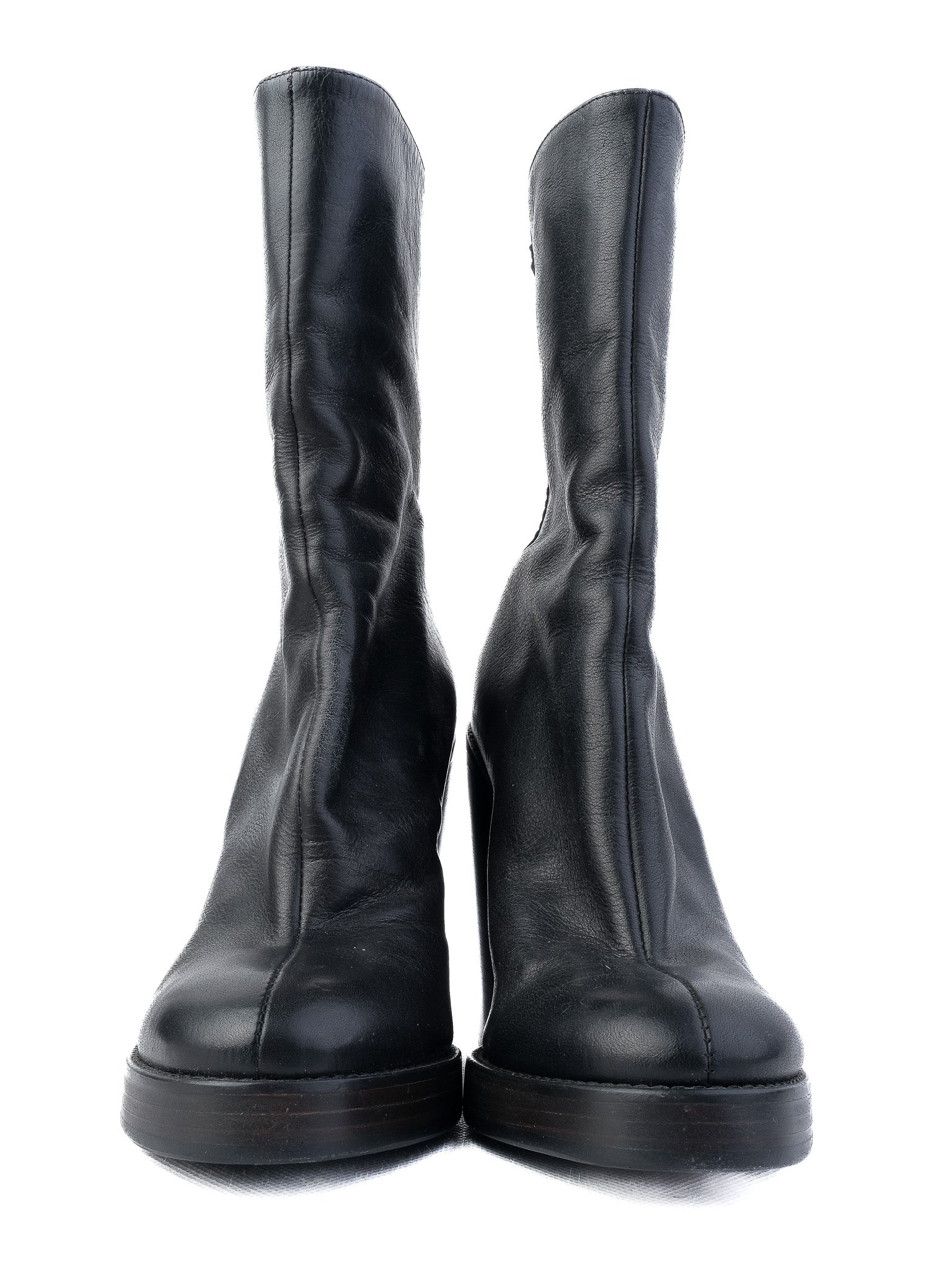 Excellent Haider Ackermann Black Leather Ankle Boots High Heel
