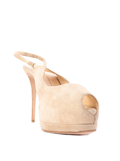 Good Giuseppe Zanotti White Leather High-Heeled Slingback Size 40