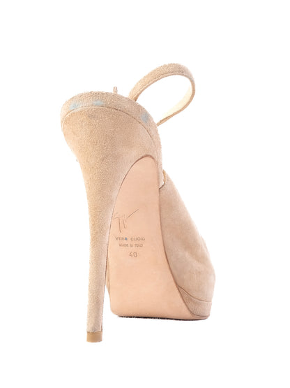 Good Giuseppe Zanotti White Leather High-Heeled Slingback Size 40