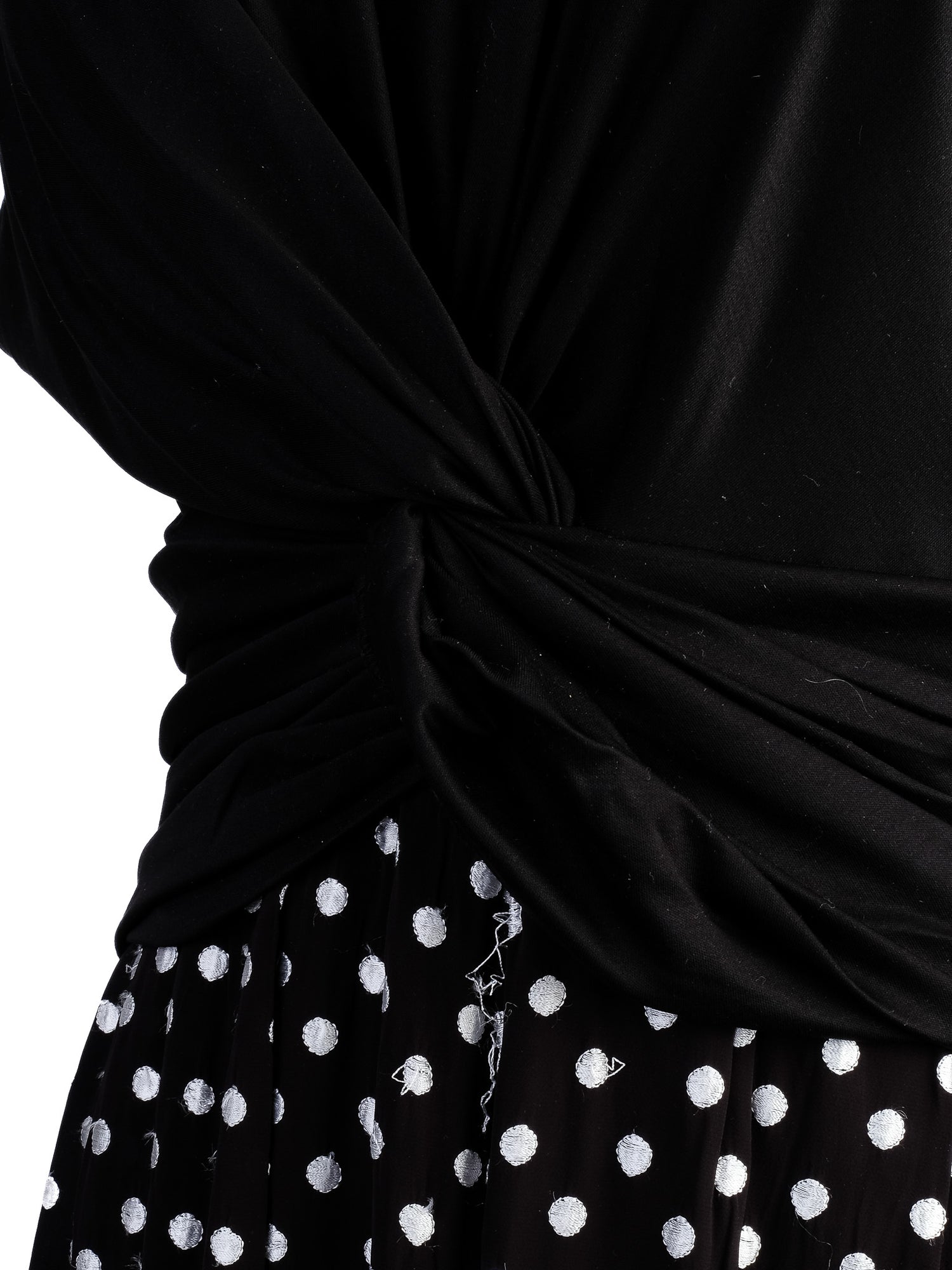 Excellent Sportmax Black Dress M Knotted Top Polka Dot Skirt