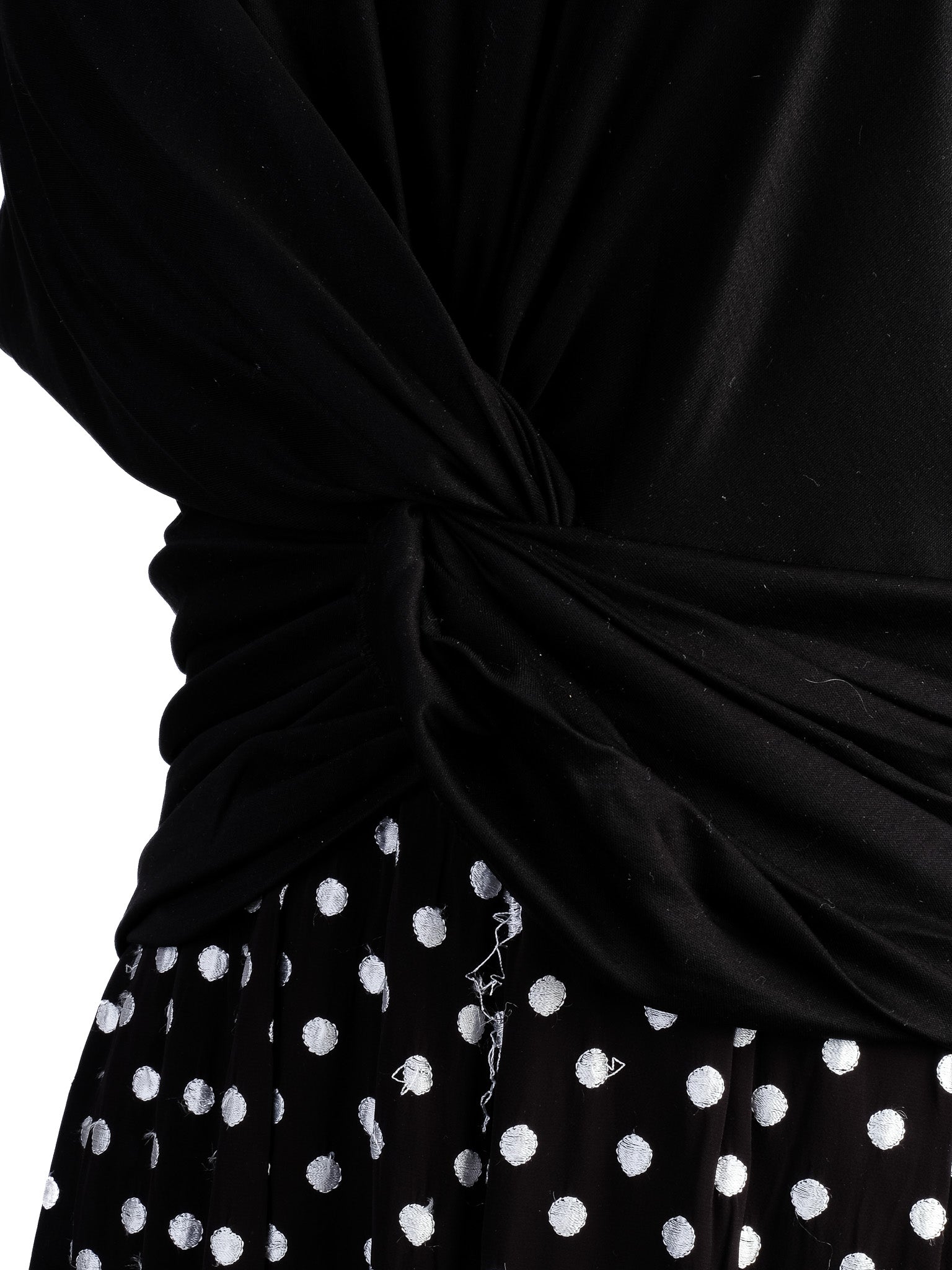 Excellent Sportmax Black Dress M Knotted Top Polka Dot Skirt