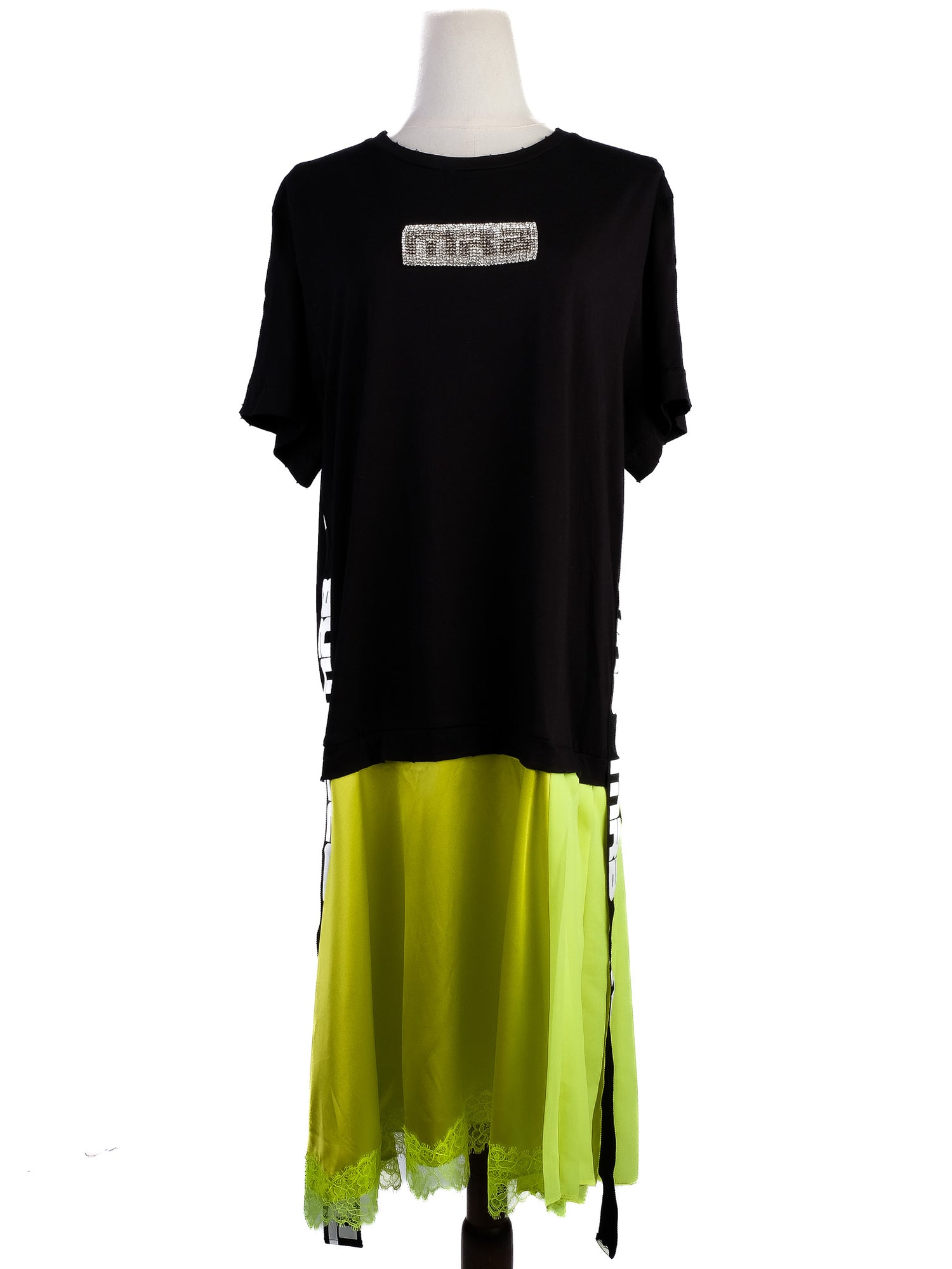 NEW Marco Bologna T-Shirt Dress Black &amp; Neon Yellow Size M