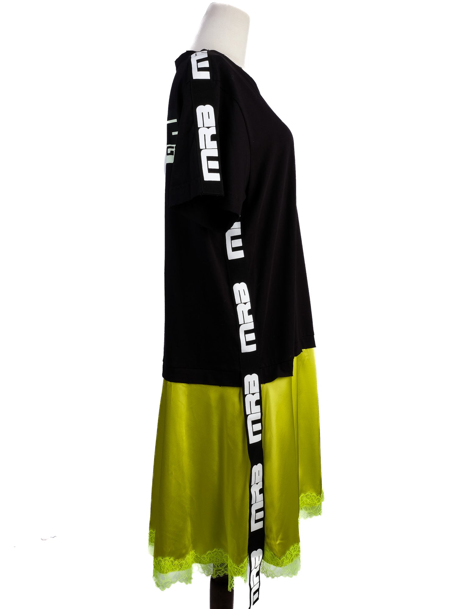 NEW Marco Bologna T-Shirt Dress Black &amp; Neon Yellow Size M