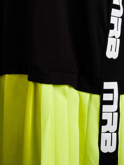 NEW Marco Bologna T-Shirt Dress Black &amp; Neon Yellow Size M