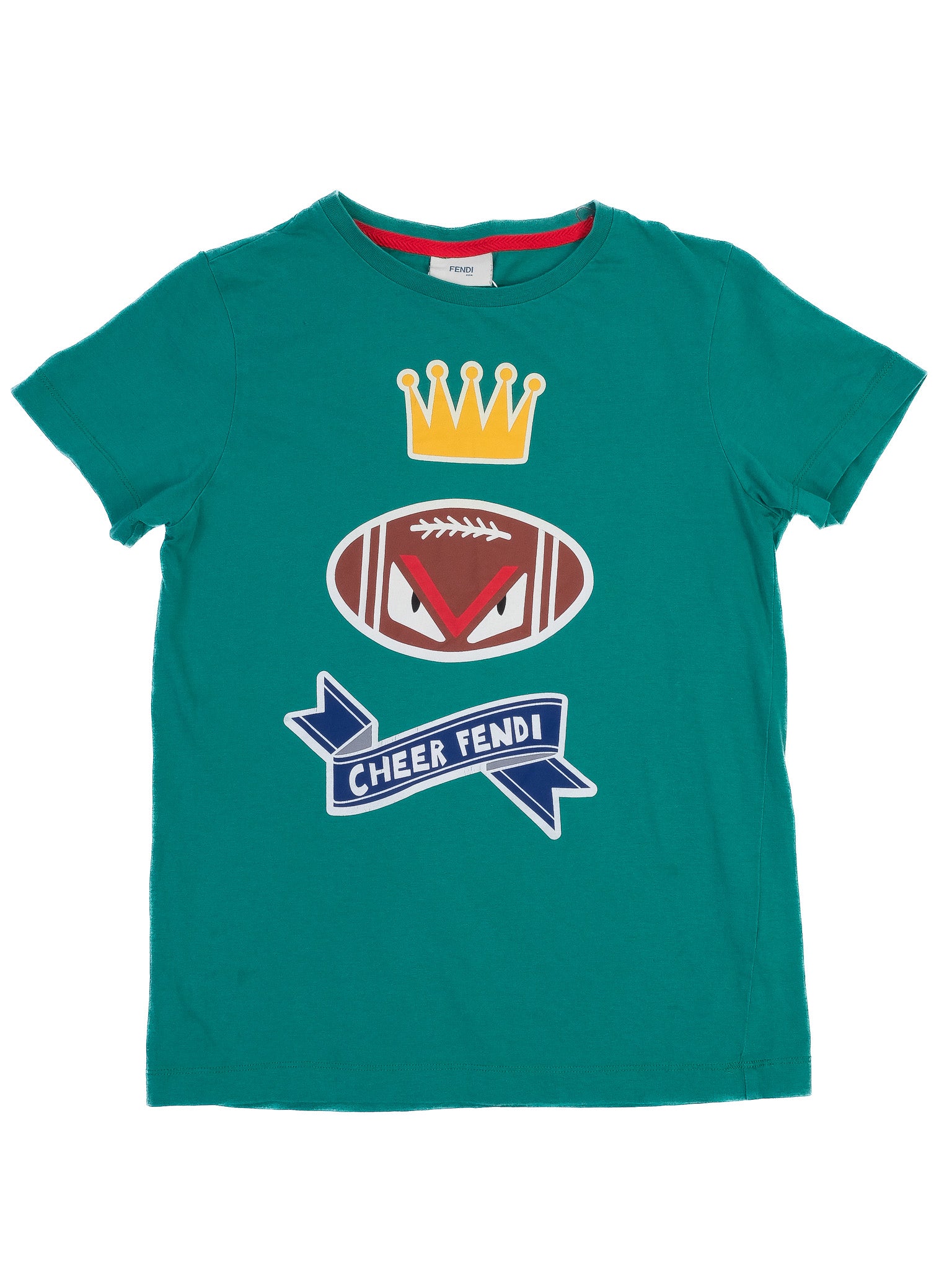 Excellent Fendi Kids Green T-Shirt Size 12 with Crown Design