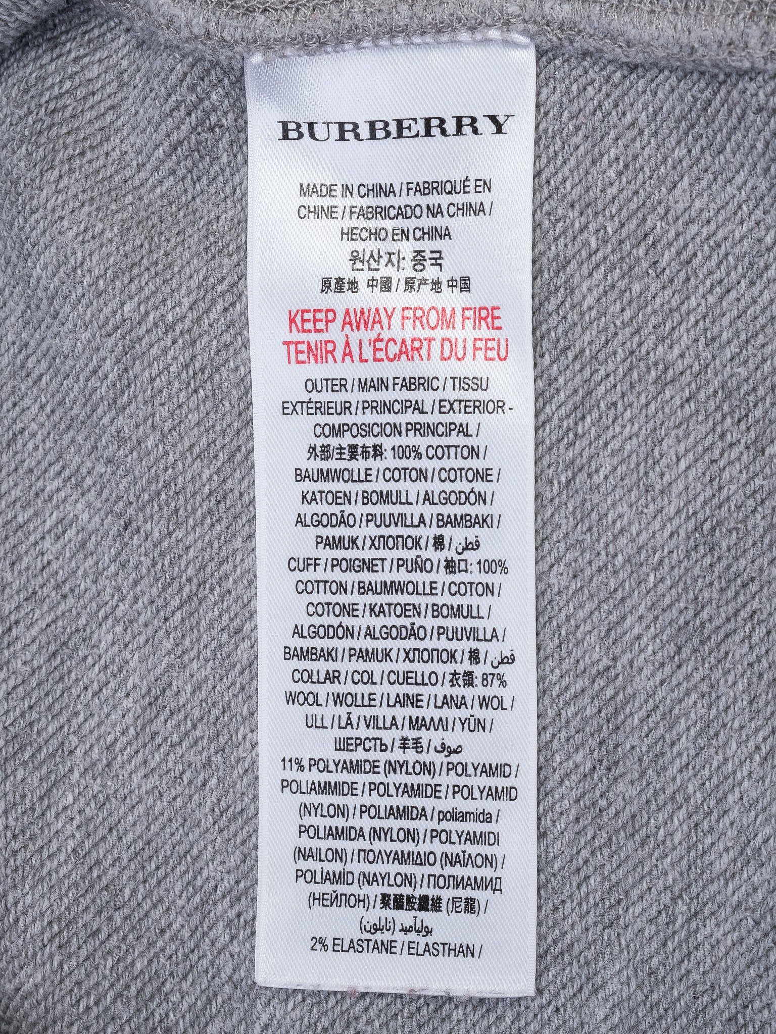Excellent Burberry Kids Sweatshirt Gray Wool Size 12