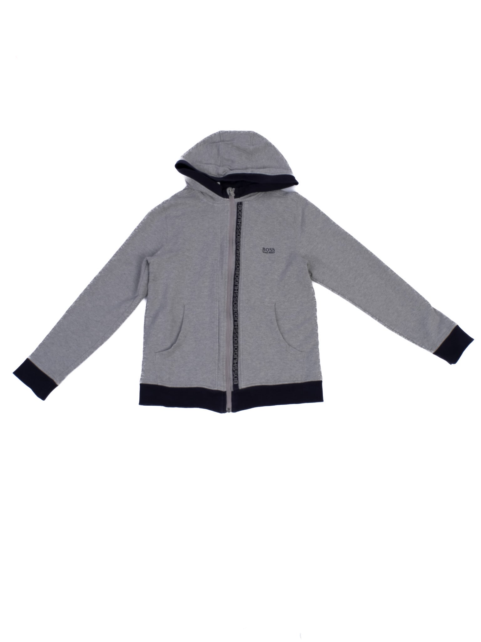 Excellent Hugo Boss Gray Cotton Hoodie &amp; Jogger Set Size 12 for Kids