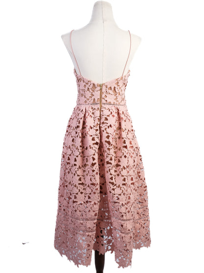 Excellent Self-Portrait Pink Lace Dress Floral Cut-Out Size N/A