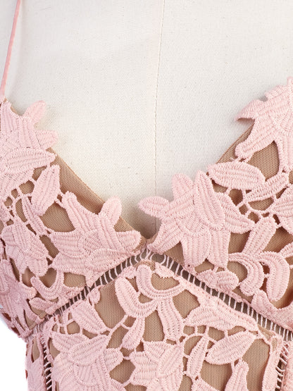 Excellent Self-Portrait Pink Lace Dress Floral Cut-Out Size N/A