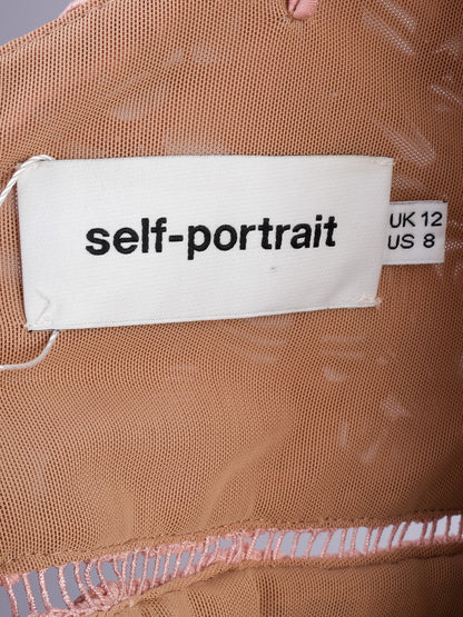 Excellent Self-Portrait Pink Lace Dress Floral Cut-Out Size N/A