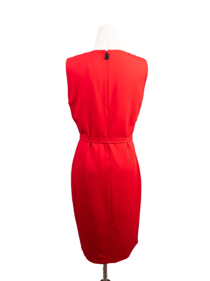 Good Elie Tahari Red Silk Sleeveless Dress with Waist Tie