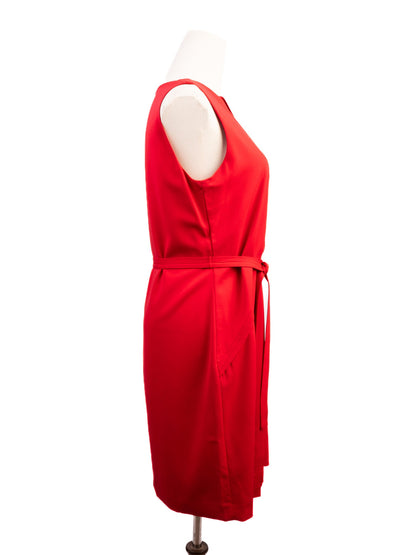 Good Elie Tahari Red Silk Sleeveless Dress with Waist Tie