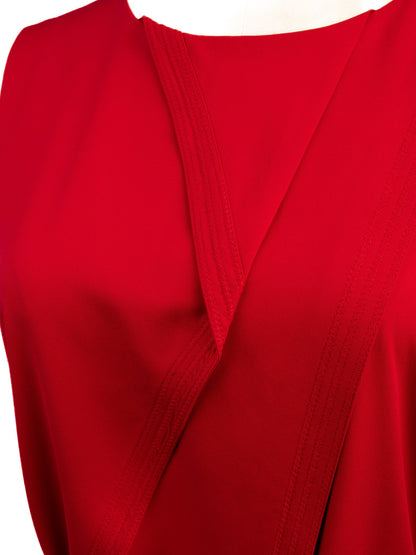 Good Elie Tahari Red Silk Sleeveless Dress with Waist Tie