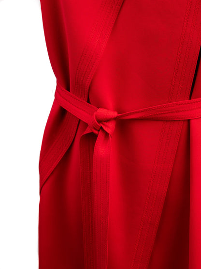 Good Elie Tahari Red Silk Sleeveless Dress with Waist Tie