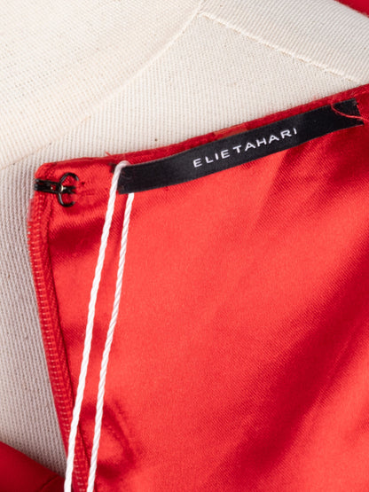 Good Elie Tahari Red Silk Sleeveless Dress with Waist Tie