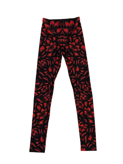 Excellent Alexander McQueen Floral Leggings Black Red Size S