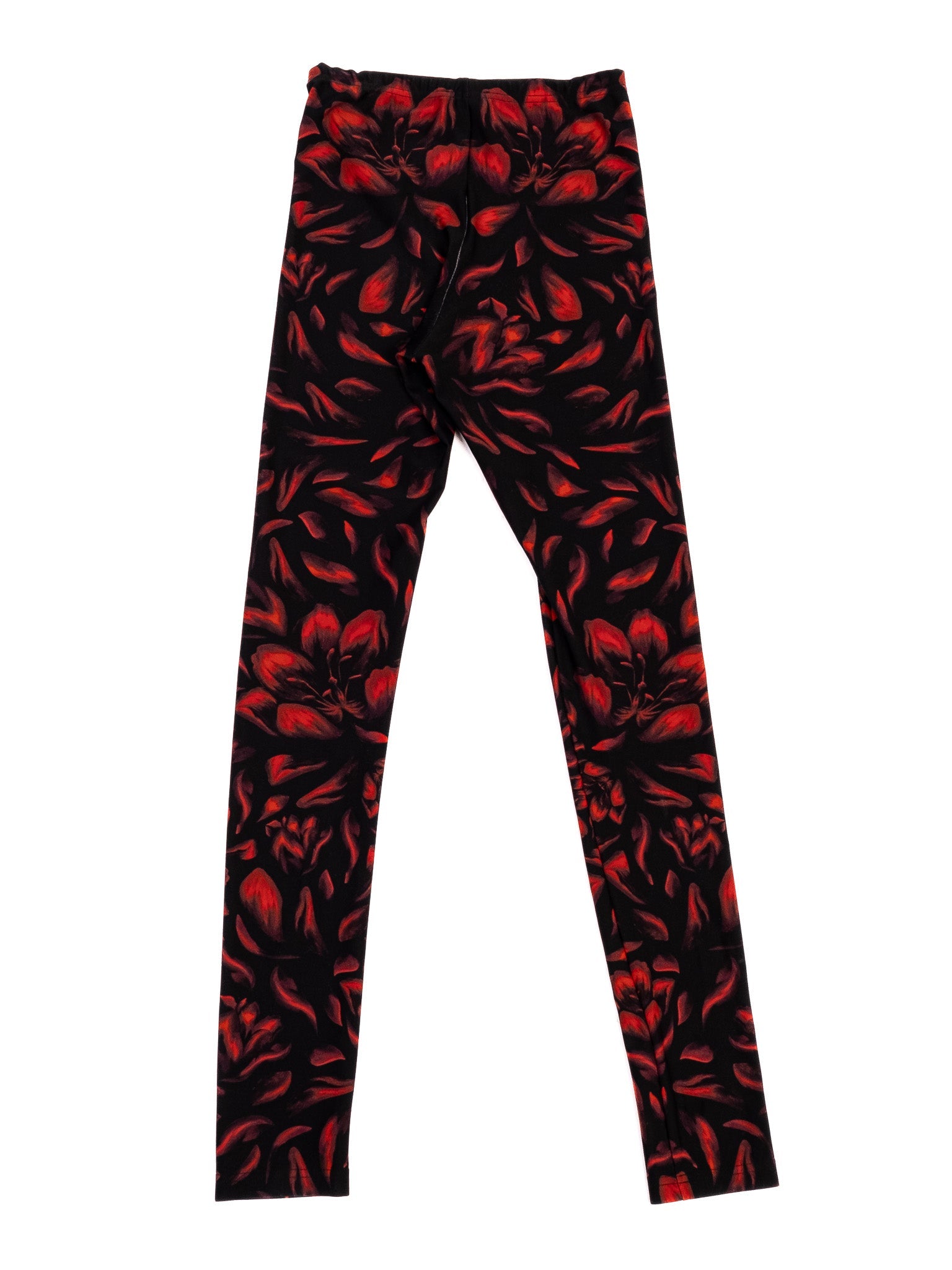 Excellent Alexander McQueen Floral Leggings Black Red Size S