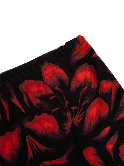 Excellent Alexander McQueen Floral Leggings Black Red Size S