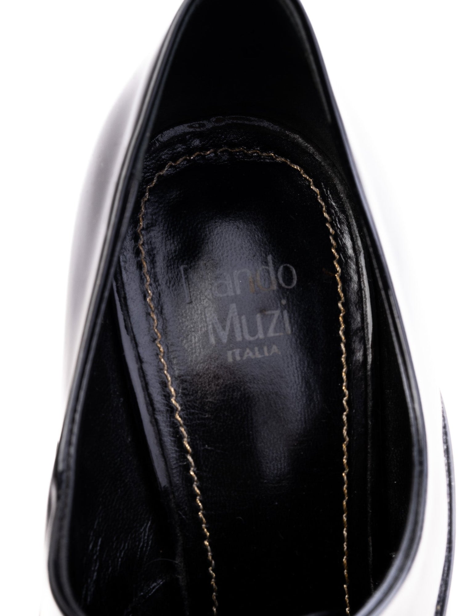 Excellent Nando Muzi Black High-Heeled Shoe Size 38 Lacquer Finish