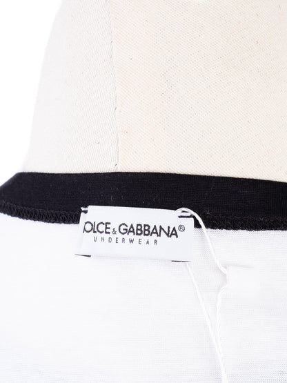 Excellent Dolce Gabbana White T-Shirt with Black Trim Size N/A