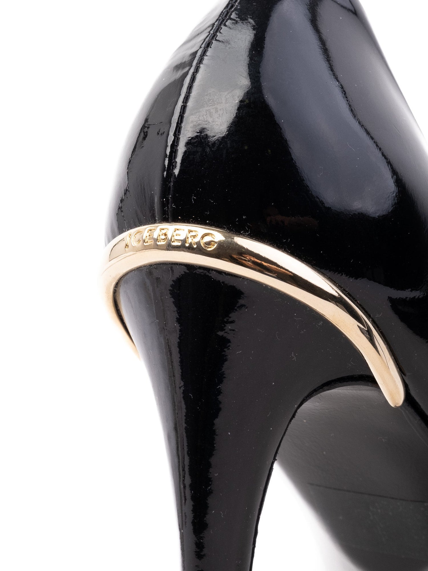 Excellent Iceberg Black Leather High-Heeled Shoes with Stiletto Heel
