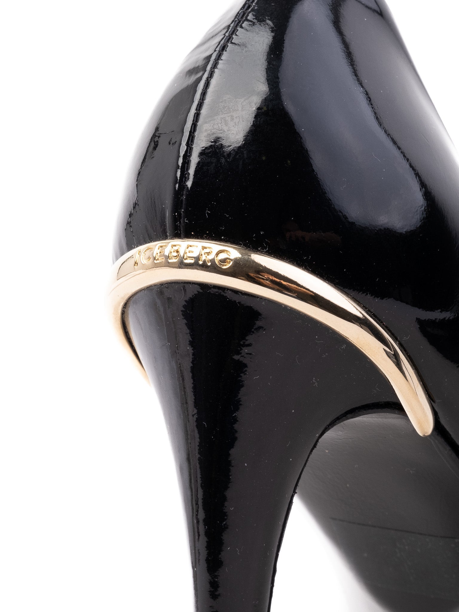Excellent Iceberg Black Leather High-Heeled Shoes with Stiletto Heel
