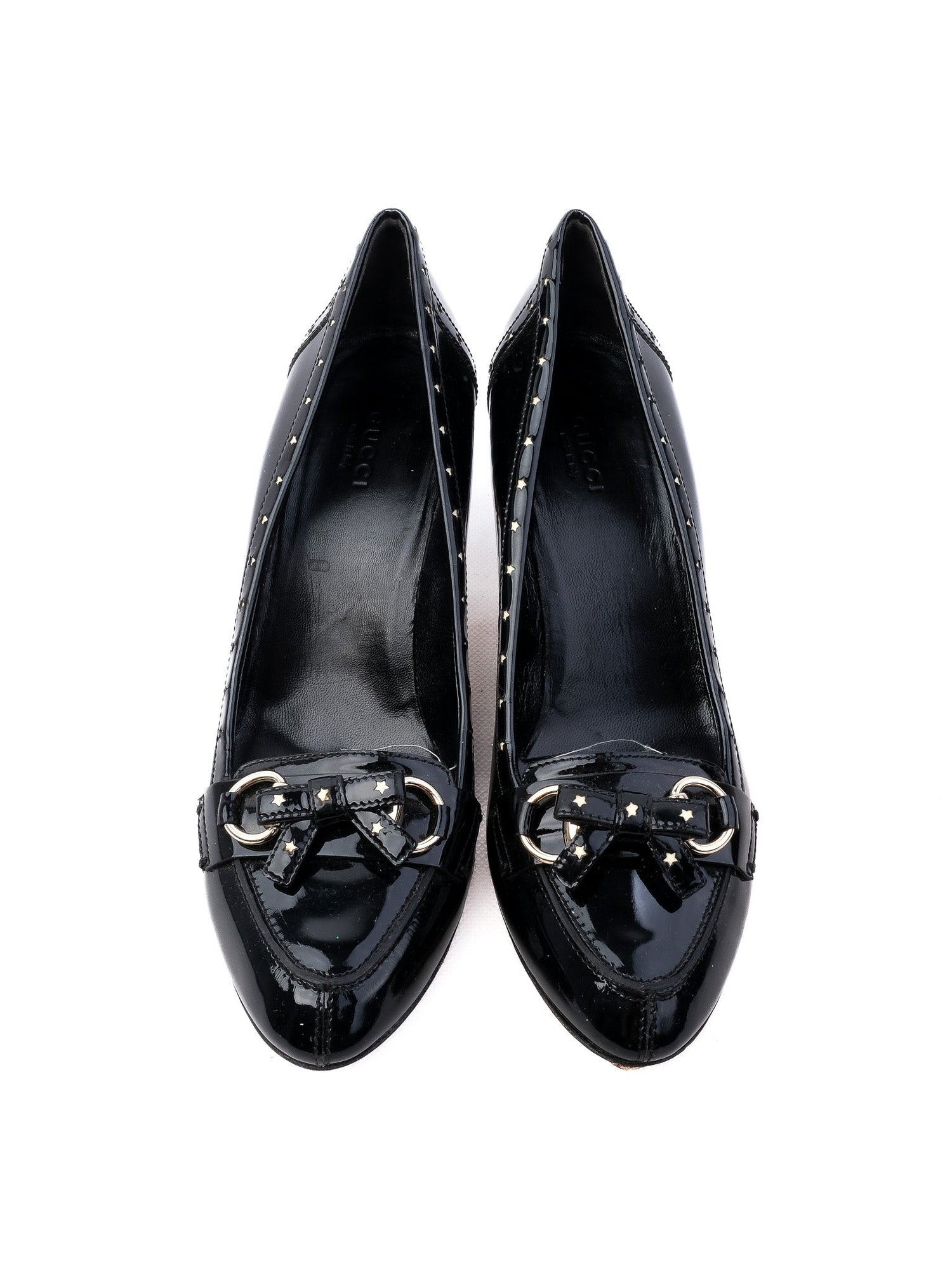 Excellent Gucci Black Patent Leather High-Heeled Shoe Size 37.5