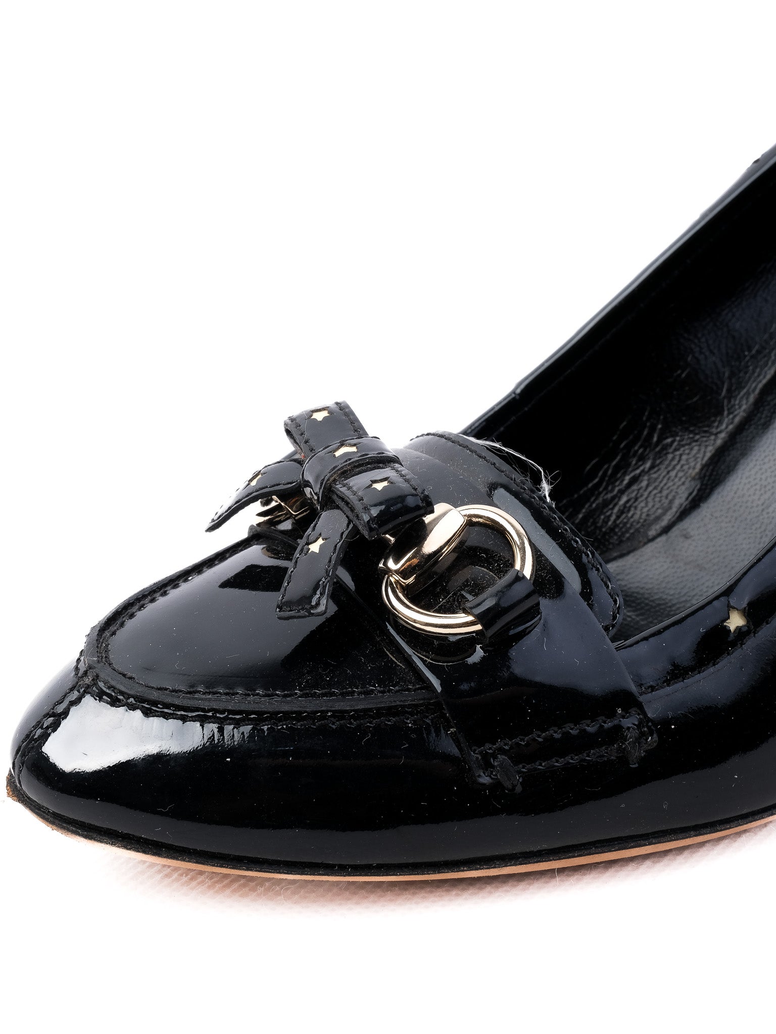 Excellent Gucci Black Patent Leather High-Heeled Shoe Size 37.5