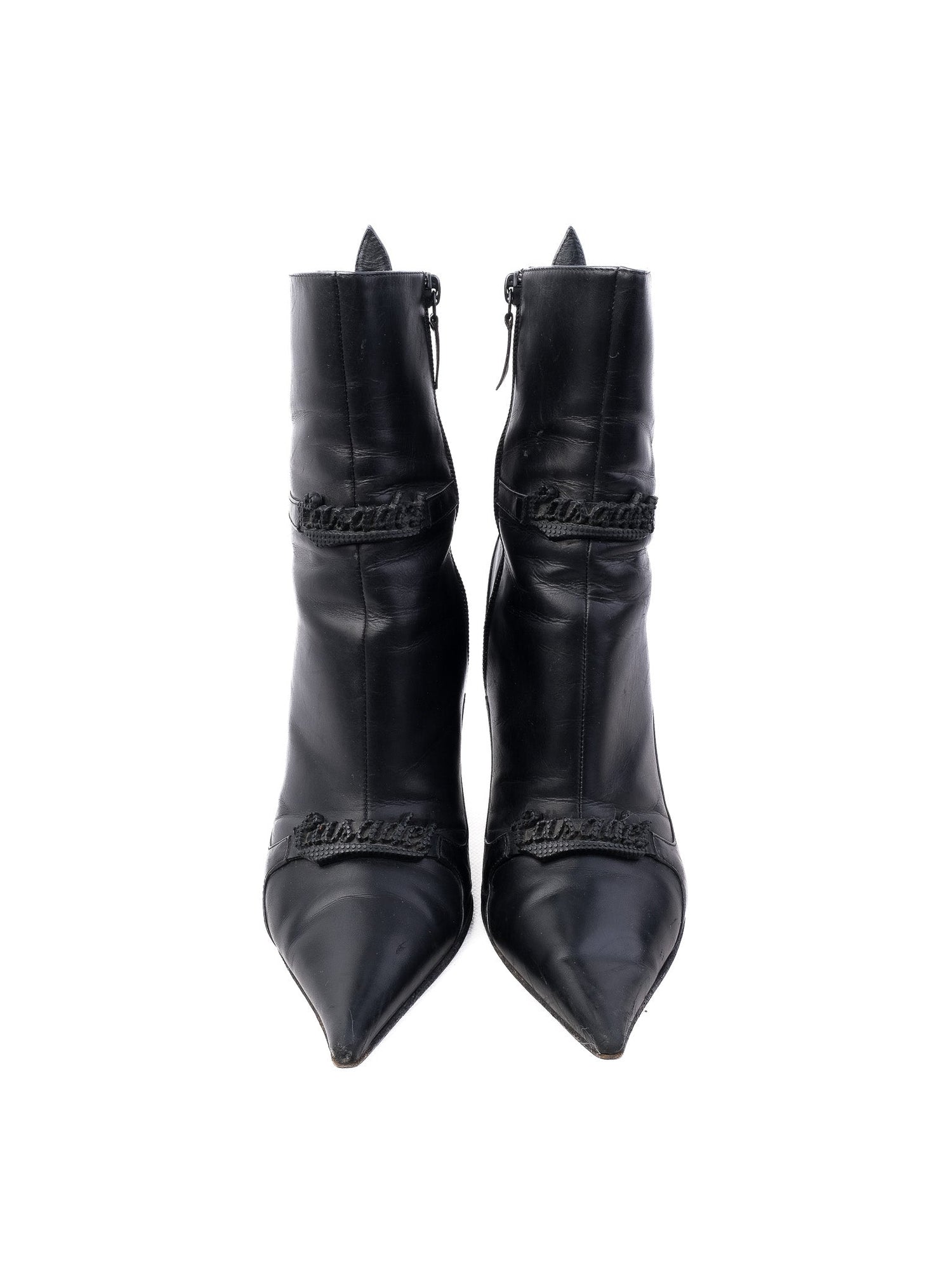 EXCELLENT Casadei Black Leather Ankle Boots Size 38 with Zipper