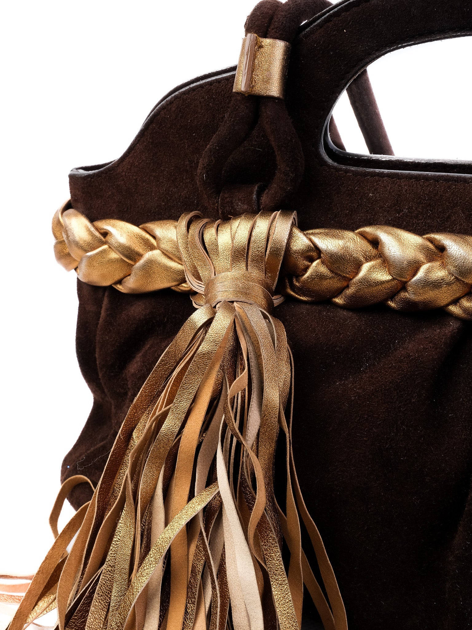 Bruno Magli Orange Leather Handbag with Braided Detail