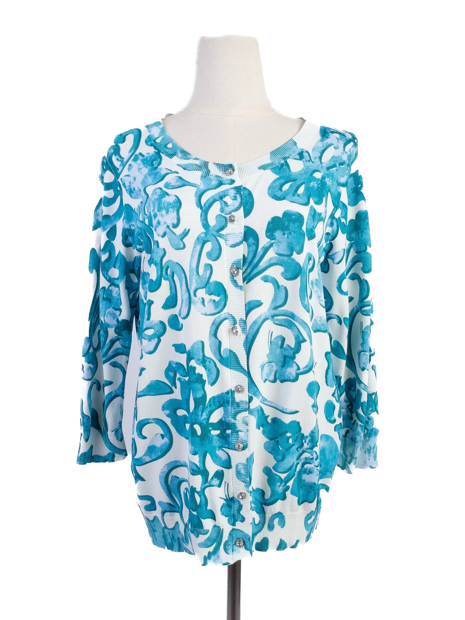 Excellent Luisa Spagnoli Blue Floral Cardigan Women&