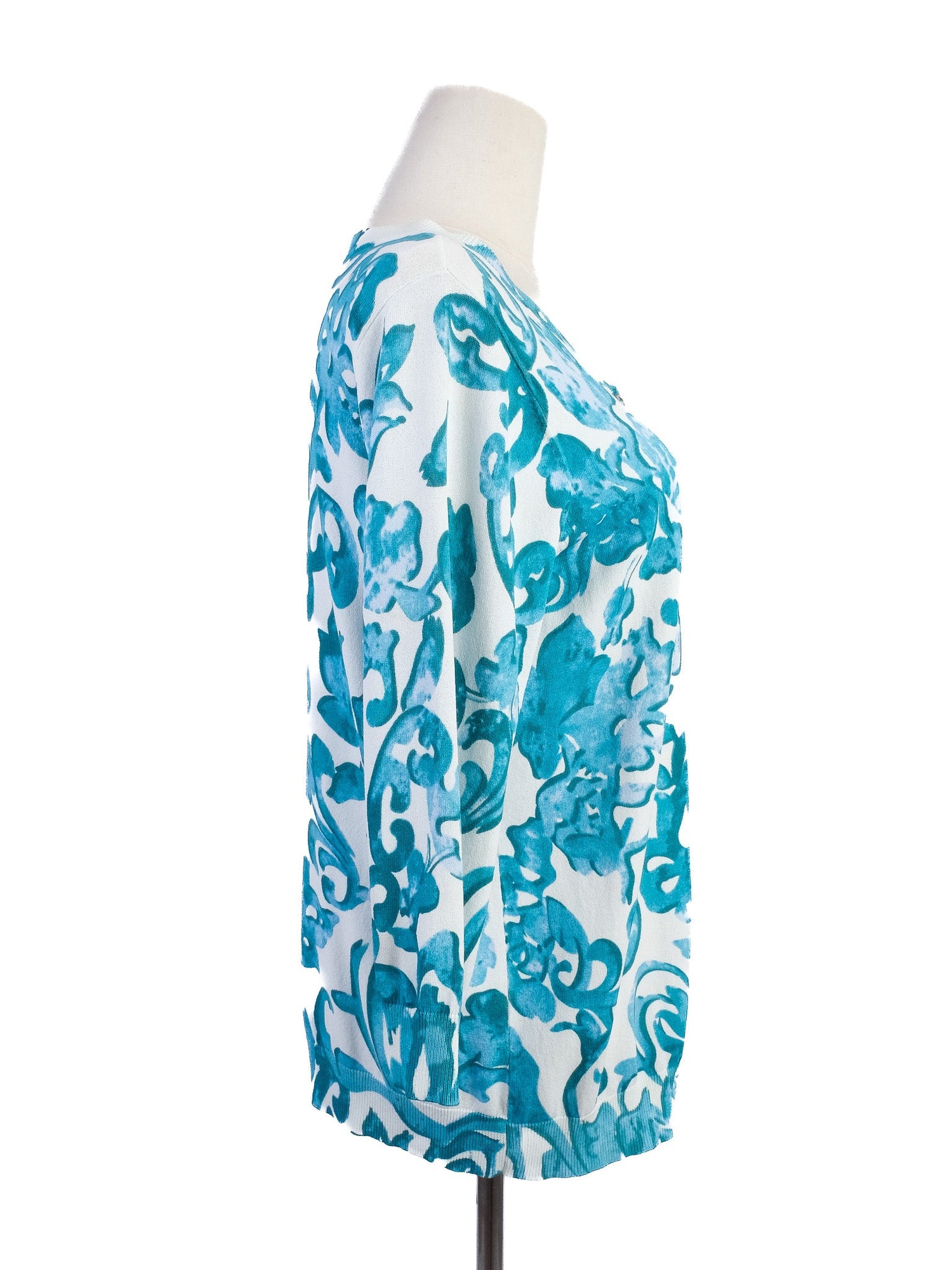Excellent Luisa Spagnoli Blue Floral Cardigan Women&