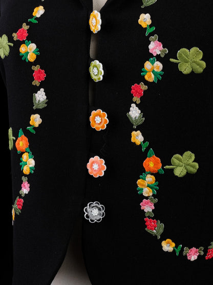 Excellent Moschino Black Blazer with Floral Embroidery Women’s Size