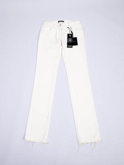 Excellent Dolce Gabbana White Frayed Hem Jeans Size XS