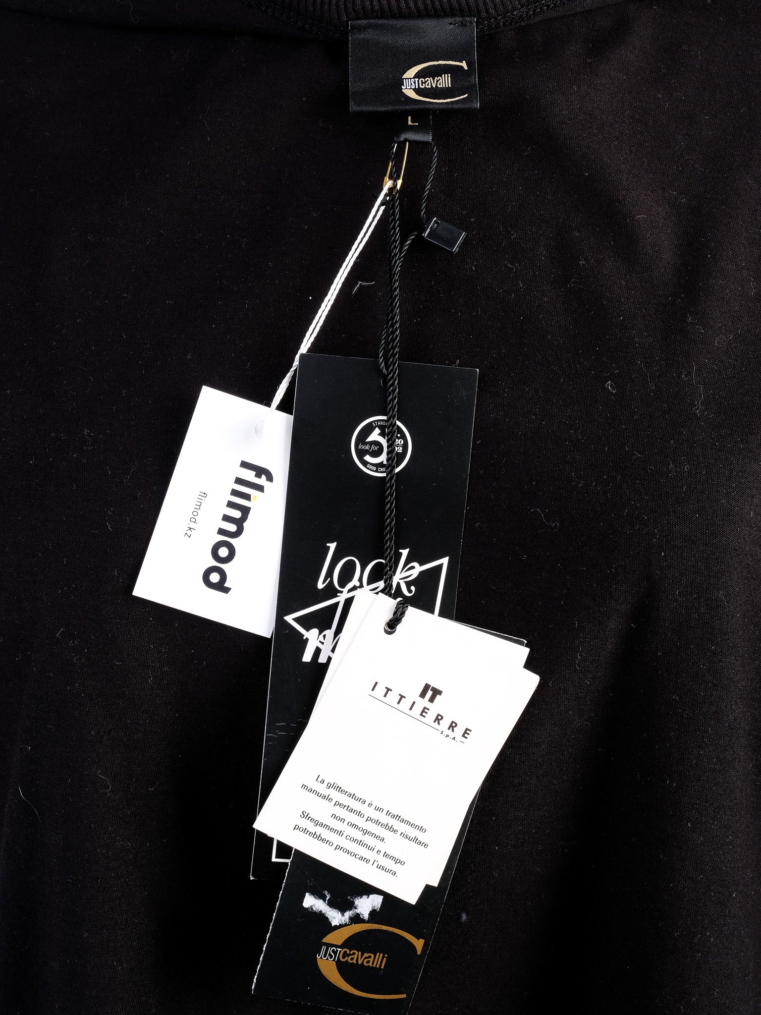 NEW Just Cavalli Black Long Sleeve Shirt with Floral Embroidery Size L